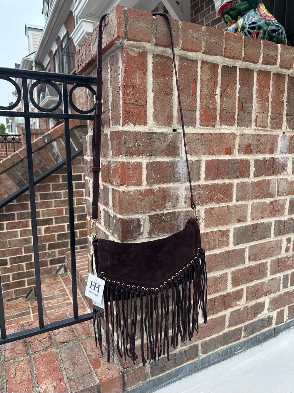 Haute Hippie Chocolate Brown Suede Fringe Crossbody - Picture 2 of 10